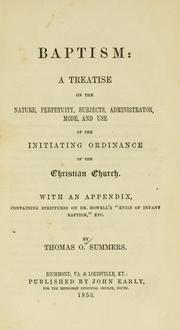 Cover of: Baptism by Thomas O. Summers, Thomas O. Summers