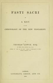 Cover of: Fasti Sacri: or, A key to the chronology of the New Testament.