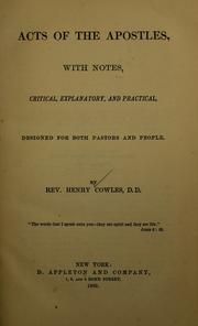 Cover of: Acts of the Apostles by Henry Cowles