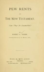 Cover of: Pew rents and the New Testament: can they be reconciled?