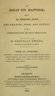 Cover of: An essay on baptism by Greville Ewing