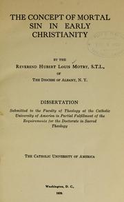 Cover of: The concept of mortal sin in early Christianity by Hubert Louis Motry