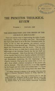 Cover of: The resurrection and the origin of the church in Jerusalem.