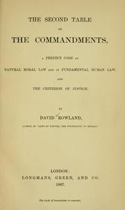 Cover of: The second table of the Commandments | David Rowland