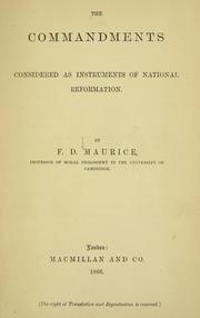 Cover of: The commandments considered as instruments of national reformation