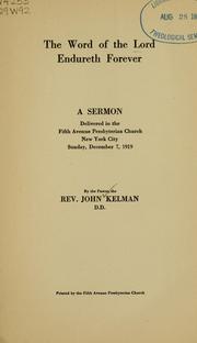 Cover of: The word of the Lord endureth forever by John Kelman