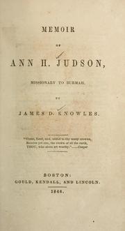 Cover of: Memoir of Ann H. Judson by James D. Knowles