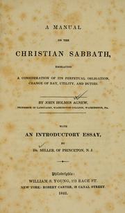 Cover of: manual on the Christian Sabbath | John Holmes Agnew