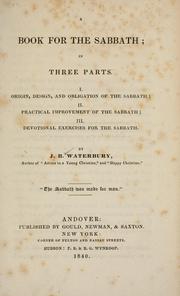 Cover of: A book for the Sabbath by J. B. Waterbury, J. B. Waterbury