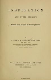 Cover of: Inspiration, and other sermons: delivered in the chapel of the Foundling hospital