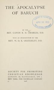 Cover of: The Apocalypse of Baruch by by Rev. Canon R.H. Charles with an introduction by the Rev. W.O.E. Oesterley.