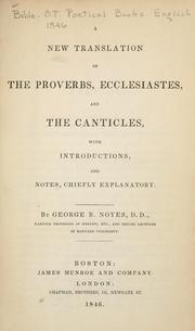 Cover of: A new translation of the Proverbs, Ecclesiastes, and the Canticles