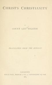 Cover of: Christ's Christianity by Lev Nikolaevič Tolstoy