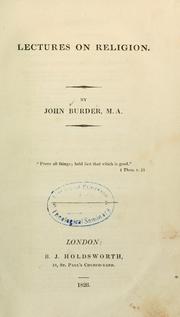 Cover of: Lectures on religion by John Burder