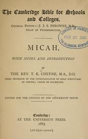 Cover of: Micah, with notes and introduction. by T. K. Cheyne