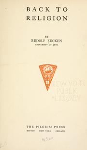 Cover of: Back to religion by Rudolf Eucken