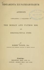 Cover of: Testamenta XII Patriarcharum by Robert Sinker