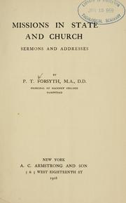 Cover of: Missions in state and church: sermons and addresses