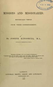 Cover of: Missions and missionaries by Joseph Kingsmill