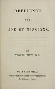 Cover of: Obedience the life of missions.