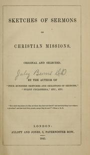 Cover of: Sketches of sermons on Christian missions: original and selected.