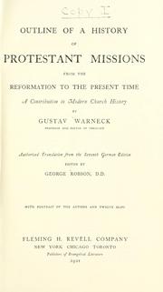 Cover of: Outline of a history of Protestant missions from the reformation to the present time.