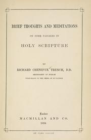 Cover of: Brief thoughts and meditations on some passages in Holy Scripture