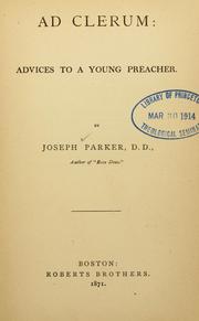 Cover of: Ad clerum by Parker, Joseph