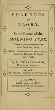 Cover of: Sparkles of glory; or, Some beams of the morning star ...