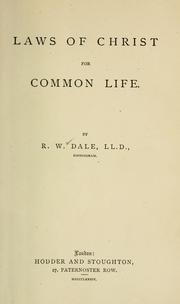 Cover of: Laws of Christ for Common Life