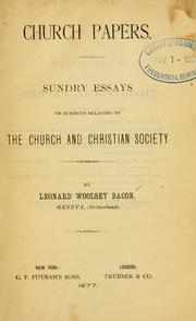 Cover of: Church papers by Leonard Woolsey Bacon