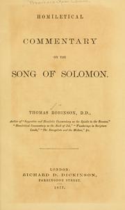 Cover of: Homiletical commentary on the Song of Solomon. by Robinson, Thomas