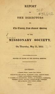 Cover of: Report of the directors: 1795-1814.