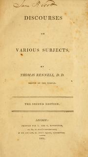 Cover of: Discourses on various subjects. by Thomas Rennell