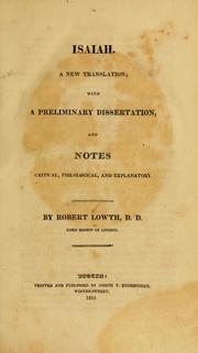 Cover of: Isaiah, a new translation by Robert Lowth, Robert Lowth