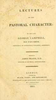 Cover of: Lectures on the pastoral character