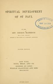 Cover of: Spiritual development of St. Paul