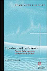 Cover of: Experience and the Absolute: Disputed Questions on the Humanity of Man (Perspectives in Continental Philosophy)
