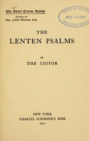 Cover of: The Lenten Psalms by Adams, John B.D.