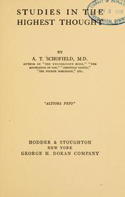 Cover of: Studies in the highest thought