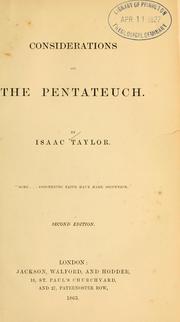 Cover of: Considerations on the Pentateuch.