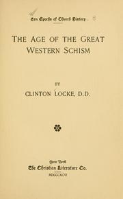 Cover of: The age of the great western schism