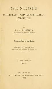 Cover of: Genesis critically and exegetically expounded by August Dillmann