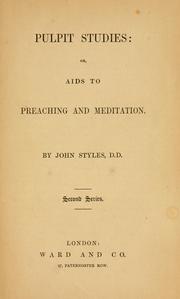 Cover of: Pulpit studies: or, aids to preaching and meditation.