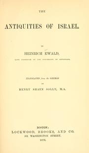 Cover of: The antiquities of Israel by Heinrich Ewald