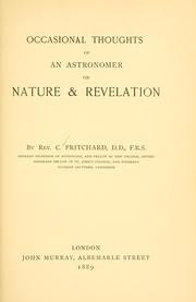 Cover of: Occasional thoughts of an astronomer on nature and revelation
