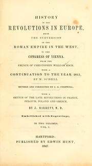 Cover of: History of the revolutions in Europe: from the subversion of the Roman Empire in the west to the Congress of Vienna.