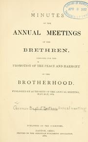 Cover of: Minutes of the annual meetings of the Brethren ...