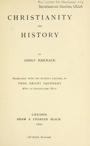 Cover of: Christianity and history by Adolf von Harnack