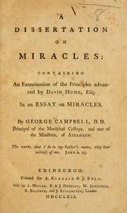 Cover of: A dissertation on miracles by George Campbell, George Campbell